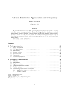 Pad´e and Hermite-Pad´e Approximation and Orthogonality Walter Van Assche