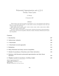Polynomial Approximation and ω (f, t) Twenty Years Later r
