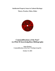 Commodifications of the Past? An IPinCH KnowledgeBase Bibliography