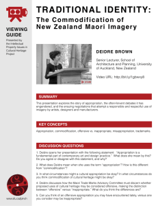 TRADITIONAL IDENTITY: The Commodification of New Zealand Maori Imagery VIEWING