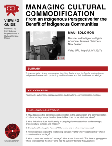 MANAGING CULTURAL COMMODIFICATION From an Indigenous Perspective for the Benefit of Indigenous Communities