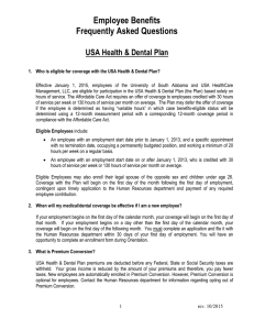 Employee Benefits Frequently Asked Questions USA Health &amp; Dental Plan