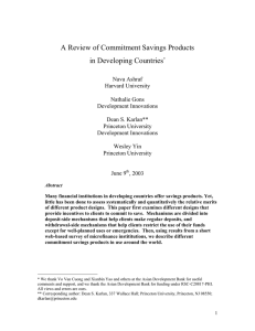 A Review of Commitment Savings Products in Developing Countries