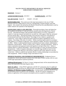 MACON COUNTY DEPARTMENT OF SOCIAL SERVICES EMPLOYMENT OPPORTUNITY  POSITION