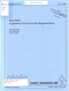 Guidelines for Successful Regeneration Red Alder: OPEIT REIEARCH LAB F