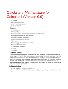 Mathematica Calculus I (Version 9.0) Contents