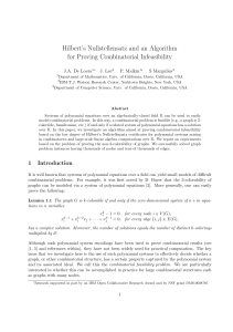 Hilbert’s Nullstellensatz and an Algorithm for Proving Combinatorial Infeasibility J.A. De Loera