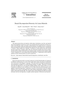 Branch Decomposition Heuristics for Linear Matroids Discrete Optimization Jing Ma