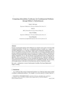 Computing Infeasibility Certificates for Combinatorial Problems through Hilbert’s Nullstellensatz Jon Lee