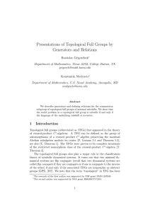 Presentations of Topological Full Groups by Generators and Relations