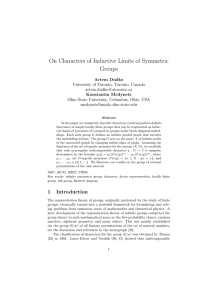 On Characters of Inductive Limits of Symmetric Groups