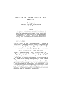 Full Groups and Orbit Equivalence in Cantor Dynamics K. Medynets