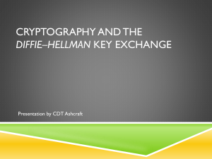 CRYPTOGRAPHY AND THE DIFFIE–HELLMAN Presentation by CDT Ashcraft