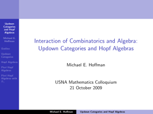 Interaction of Combinatorics and Algebra: Updown Categories and Hopf Algebras