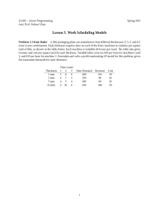 Lesson 5. Work Scheduling Models