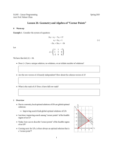 Lesson 20. Geometry and Algebra of “Corner Points”
