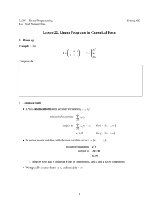 Lesson 22. Linear Programs in Canonical Form