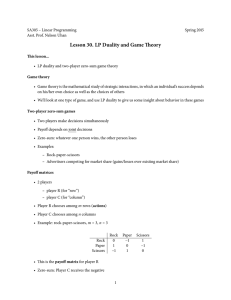 Lesson 30. LP Duality and Game Theory