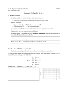Lesson 2. Probability Review 1 Random variables