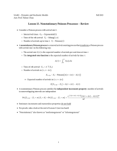Lesson 13. Nonstationary Poisson Processes – Review