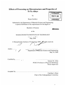 Effects  of Processing  on Microstructure and Properties of