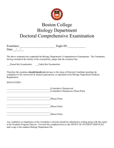 Boston College Biology Department Doctoral Comprehensive Examination