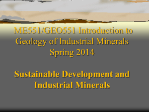 ME551/GEO551 Introduction to Geology of Industrial Minerals Spring 2014