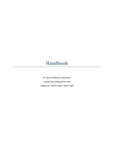 Handbook  Dr. Sheena Gillespie, Chairperson Humanities Building, Room 428
