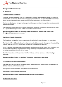 Management Board summary 05 December Customer Service Excellence