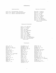 PERSONNEL Administration Advisory  Committee Dean  R.  A.  Alberty