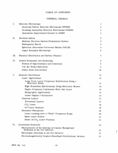 TABLE OF CONTENTS GENERAL  PHYSICS Molecule  Microscopy 1