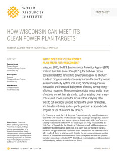 HOW WISCONSIN CAN MEET ITS CLEAN POWER PLAN TARGETS