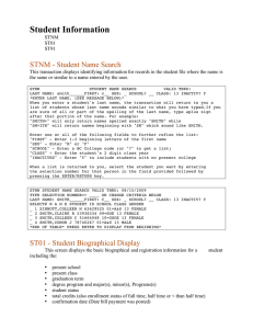 Student Information  STNM - Student Name Search