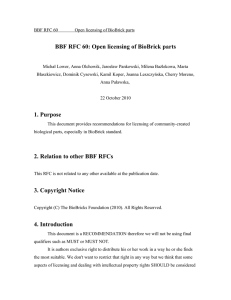 BBF RFC 60: Open licensing of BioBrick parts