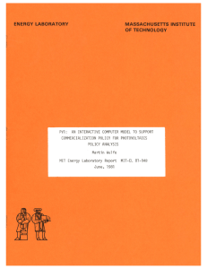 PV1:  AN  INTERACTIVE  COMPUTER MODEL  TO ... COMMERCIALIZATION  POLICY  FOR PHOTOVOLTAICS POLICY ANALYSIS