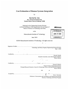 Cost Estimation of Human Systems  Integration Kevin  K. Liu
