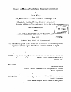 on Human Capital and Financial Economics Jialan  Wang