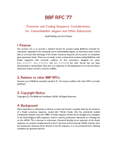 BBF RFC 77 1. Purpose Caenorhabditis elegans Promoter and Coding Sequence Considerations