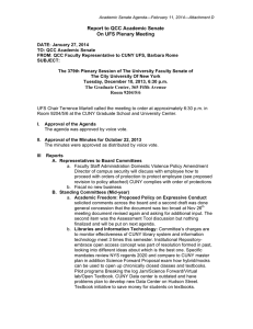 Report to QCC Academic Senate On UFS Plenary Meeting