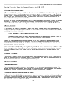 Steering Committee Report to Academic Senate –April 12,  2005  1. Meetings of the Academic Senate 