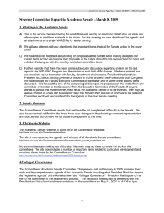 Steering Committee Report to Academic Senate –March 8, 2005