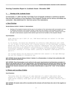 Steering Committee Report to Academic Senate –December 2005 