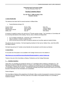 Steering Committee Report  For the May 9, 2006 meeting of the 
