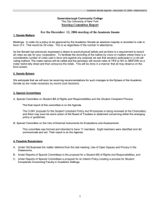 Steering Committee Report  For the December  12, 2006 meeting of the 