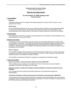 Steering Committee Report For the October 10, 2006 meeting of the