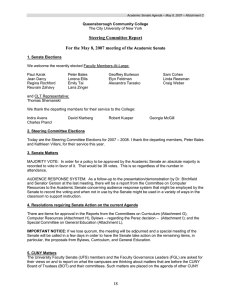 Steering Committee Report For the May 8, 2007 meeting of the