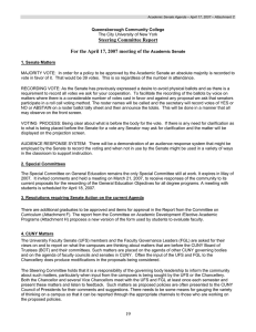 Steering Committee Report For the April 17, 2007 meeting of the
