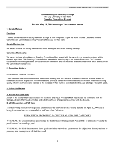 Steering Committee Report For the May 13, 2008 meeting of the