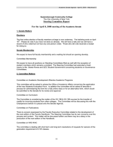 Steering Committee Report For the April 8, 2008 meeting of the