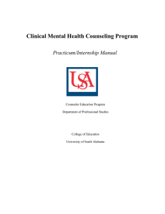 Clinical Mental Health Counseling Program Practicum/Internship Manual